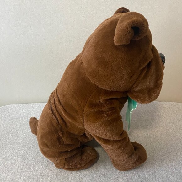 NWOT Shoppers Drug Mart Valentine's Day XOXO Brown Bulldog Teal Bow 14" - Picture 4 of 7